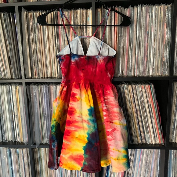 Festival Mini Dress Tie Dyed Rainbow PRIDE XS - Picture 3 of 8